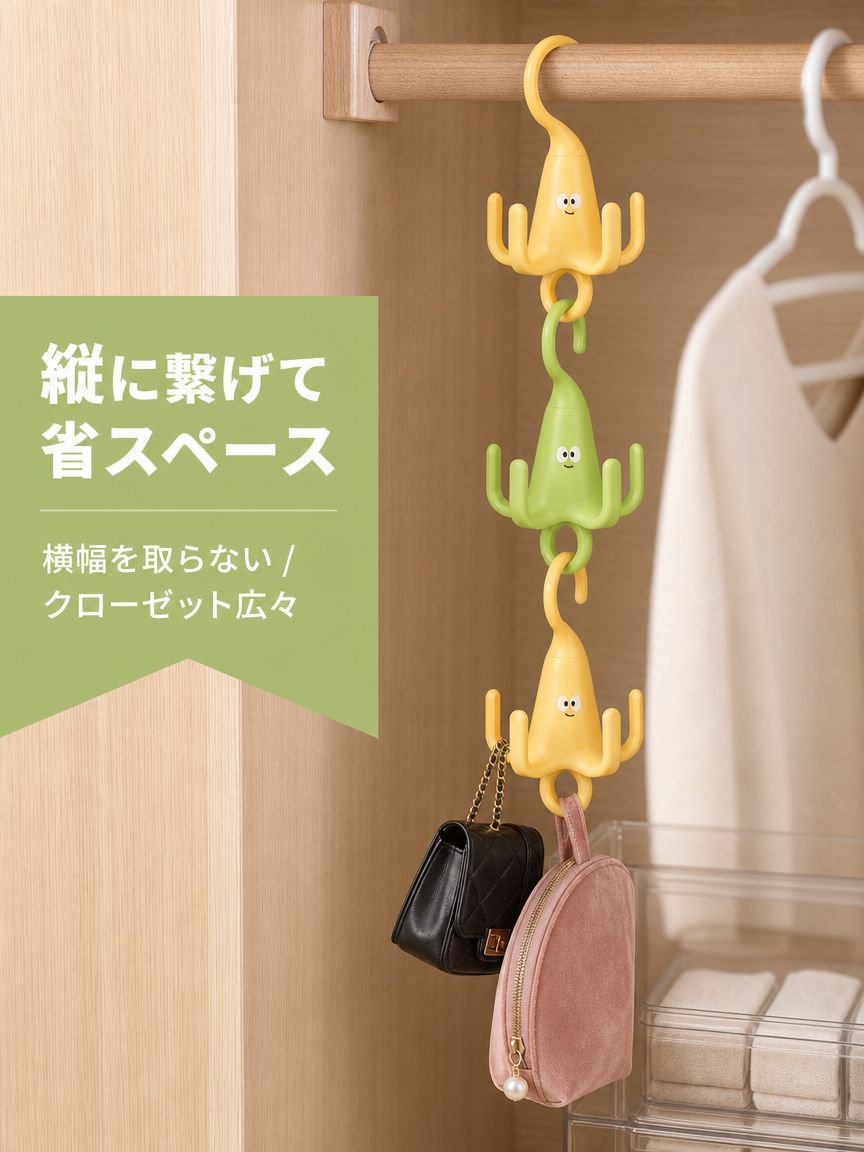 バッグと帽子の回転フック