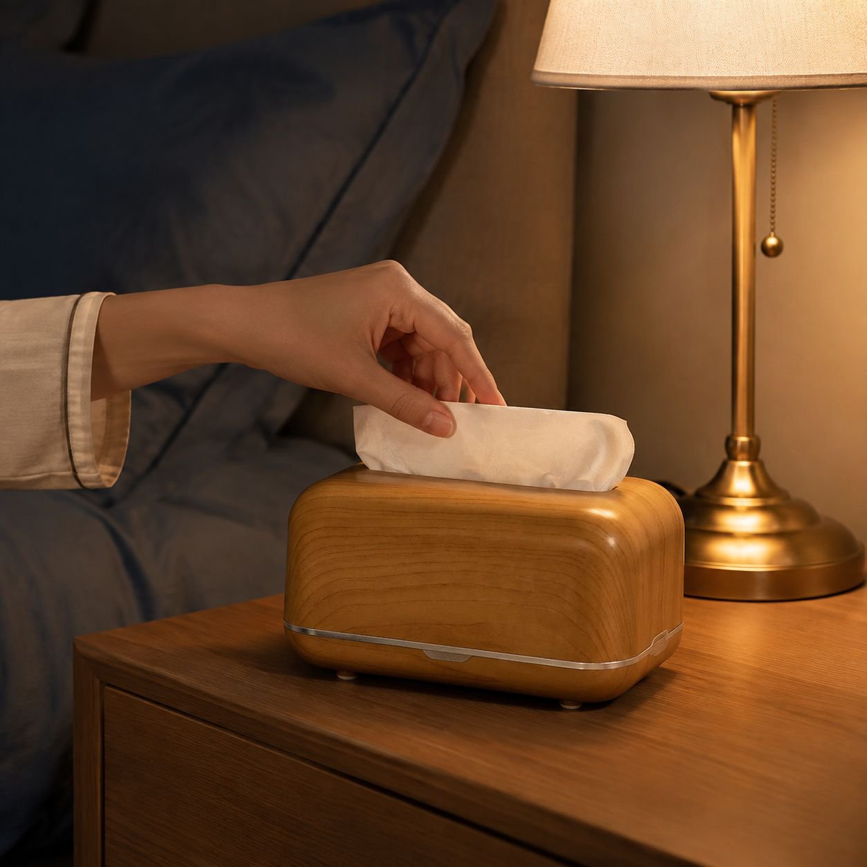 Luxury Walnut-Look Tissue Box – Multipurpose Tissue Storage for Living Room and Bedroom