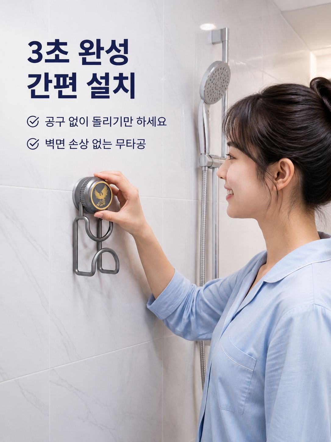  펀치프리 화장실 벽걸이 수납 선반