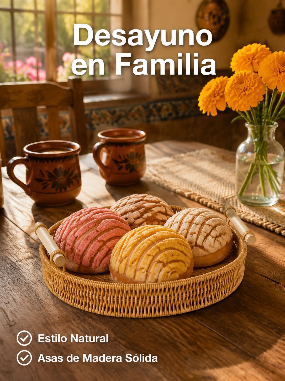 Cesta de pan de imitación de ratán