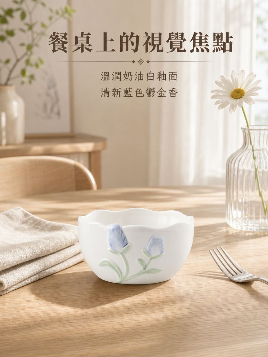 立體花卉圖案陶瓷餐盤
