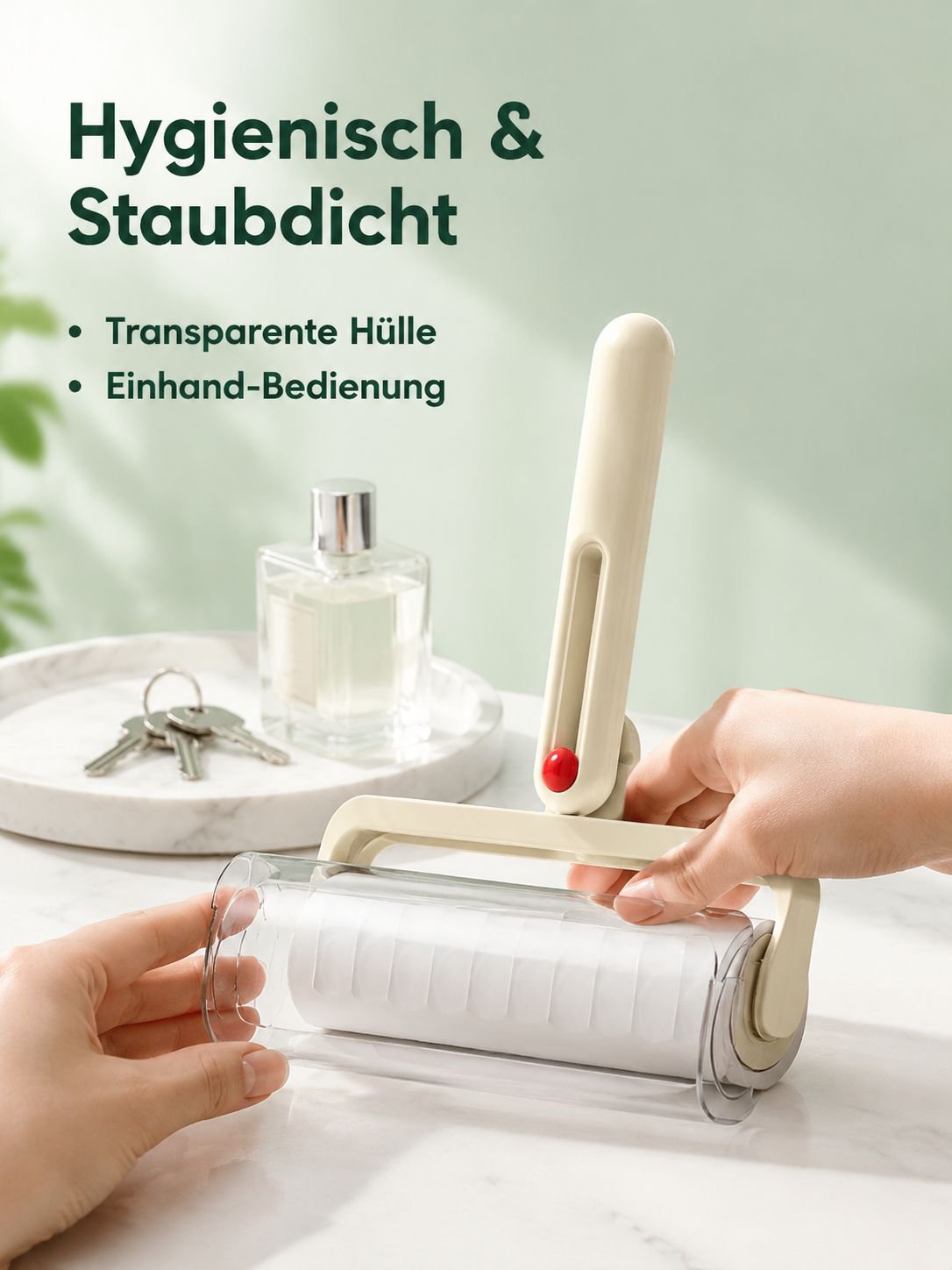 Tragbarer faltbarer Fusselroller