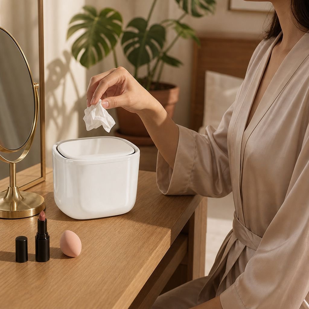 Modern small trash can for computer table