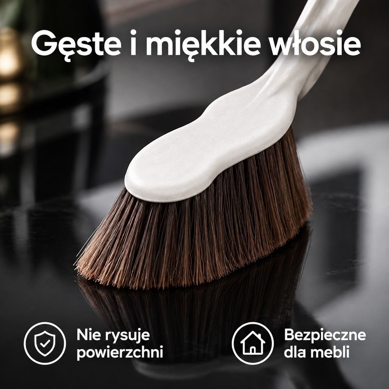 Miniaturowy zestaw ręczny (szczotka z miękkim włosiem i szufelka) do stolików kawowych i biurek