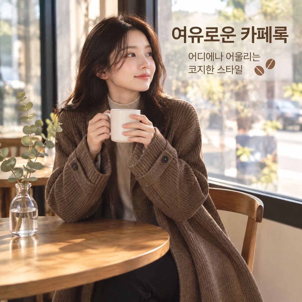 여성 가을겨울 V넥 루즈핏 미디 롱 니트 가디건 스웨터 아우터