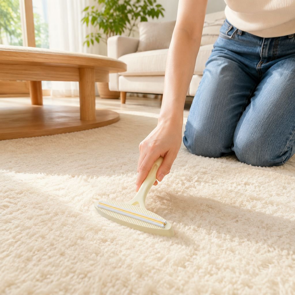 Versatile lint remover cleaning a carpet