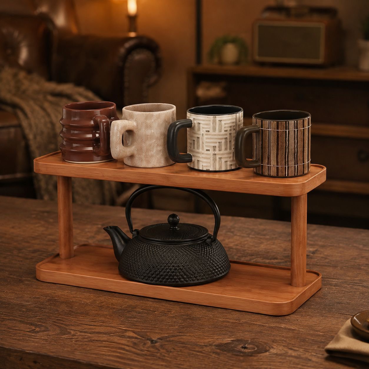 Eco-friendly Multi-tier Cup Storage Rack for Desk
