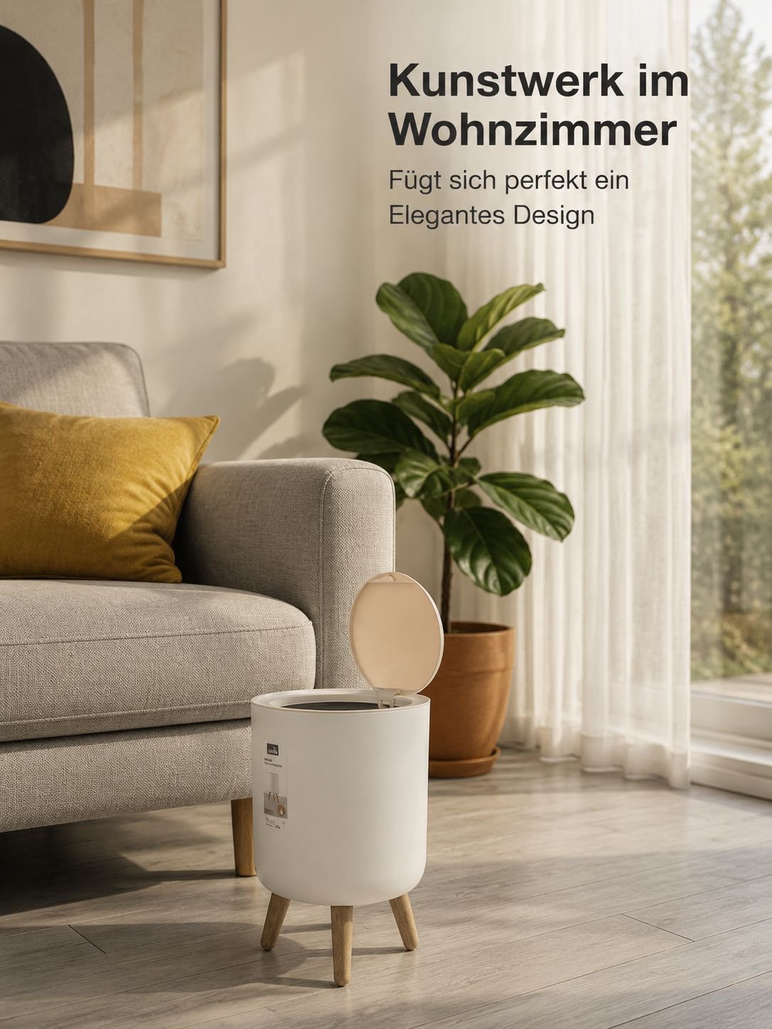 Die hohen hölzernen Mülltonnen können benutzt werden, ohne sich bücken zu müssen