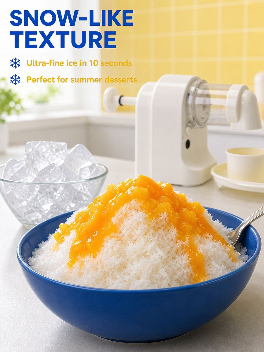 Family enjoying snow cones made with cordless ice machine
