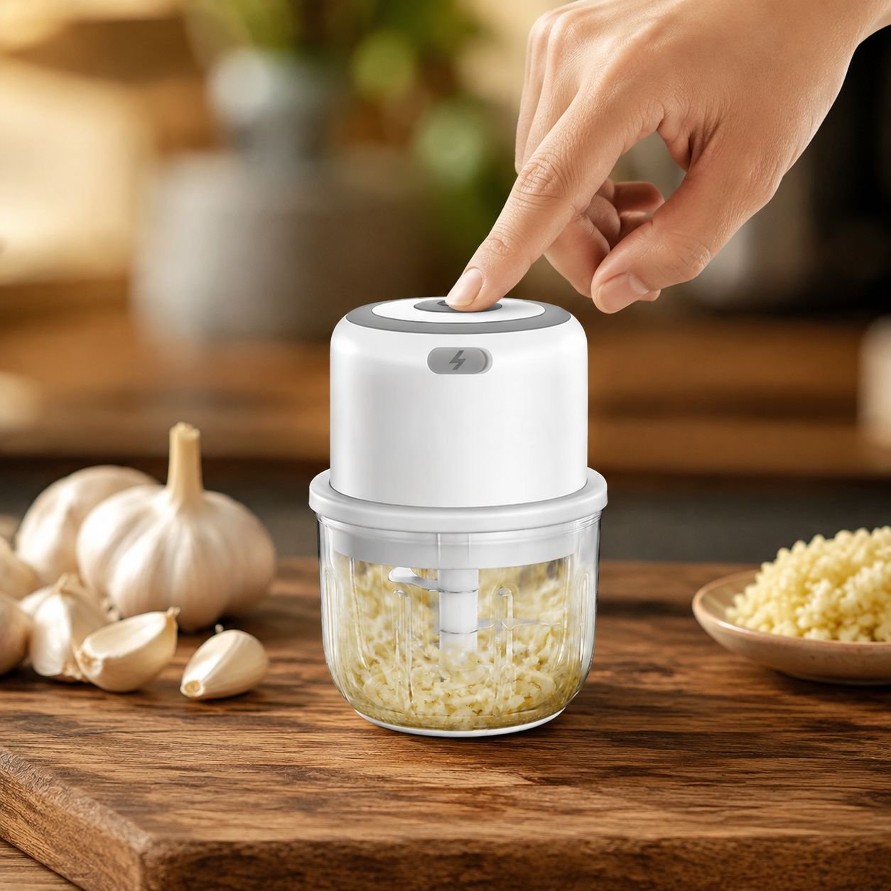 Portable Garlic Paste Maker Cordless Baby Food Grinder Kitchen Chopper