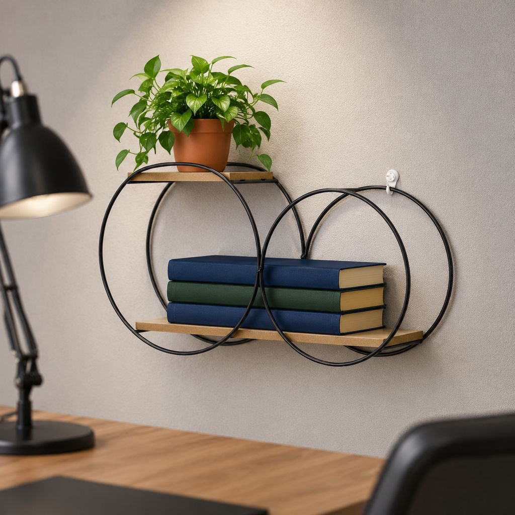 Bedroom Dormitory Decorative Wall-mounted Punch-free Storage Shelf