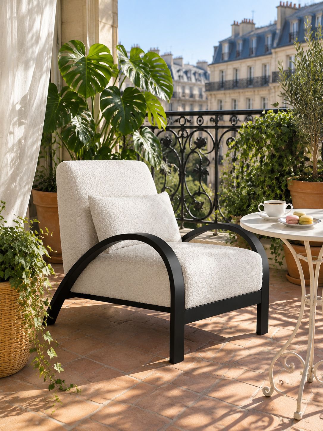 Fauteuil individuel de style wabi-sabi vintage et luxe pour la maison