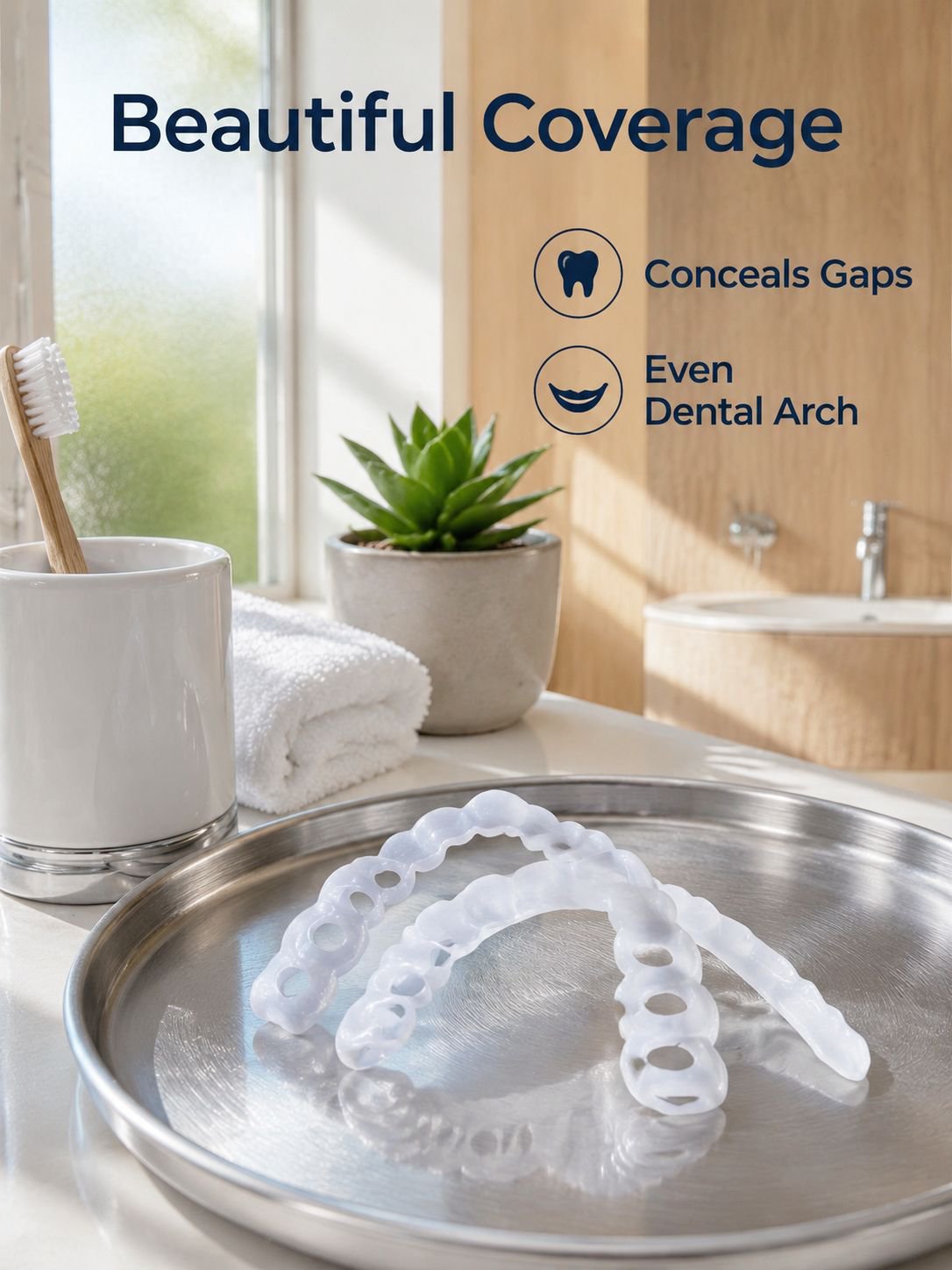 Removable dental veneers showing natural teeth transformation