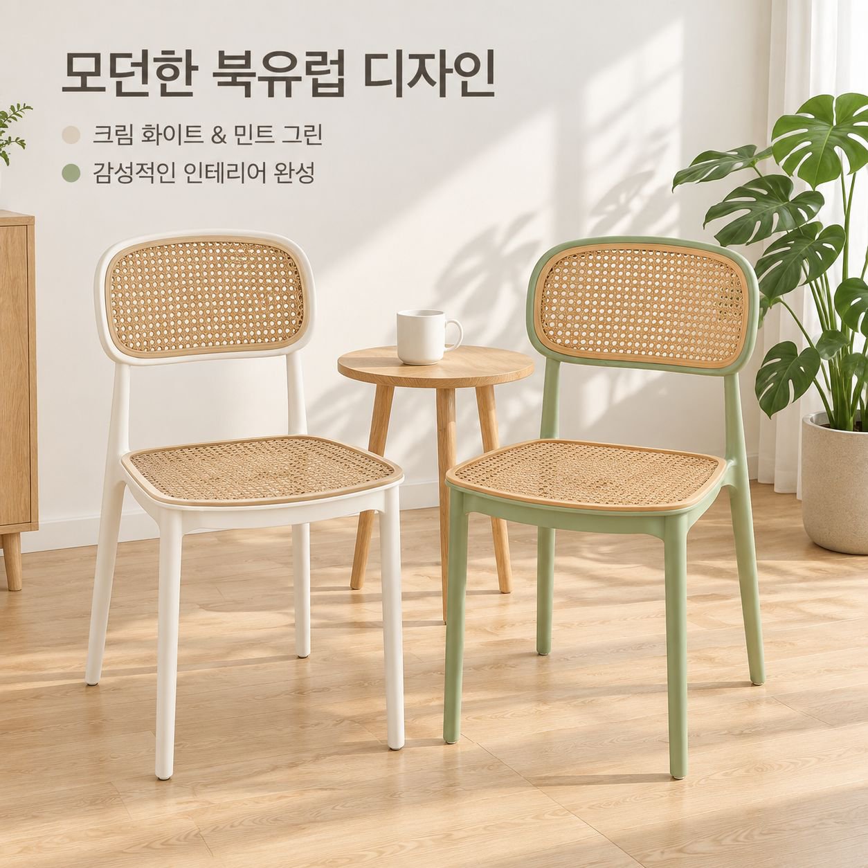 북유럽 스타일의 견고한(두께감 있는) 다이닝 체어