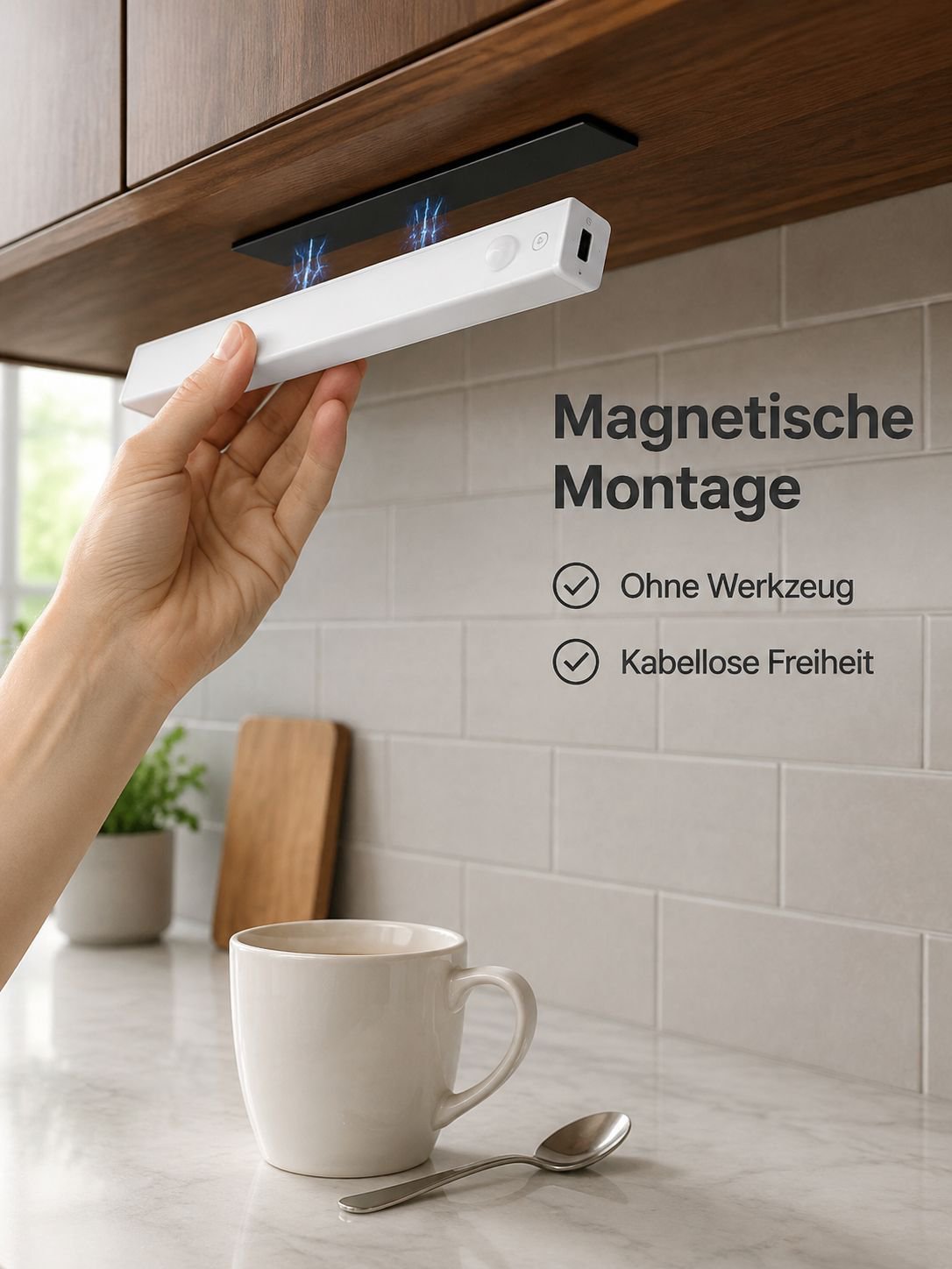 Intelligente LED-Nachtleuchte mit Bewegungserkennung, Magnetstreifen und kabelloser Funktion