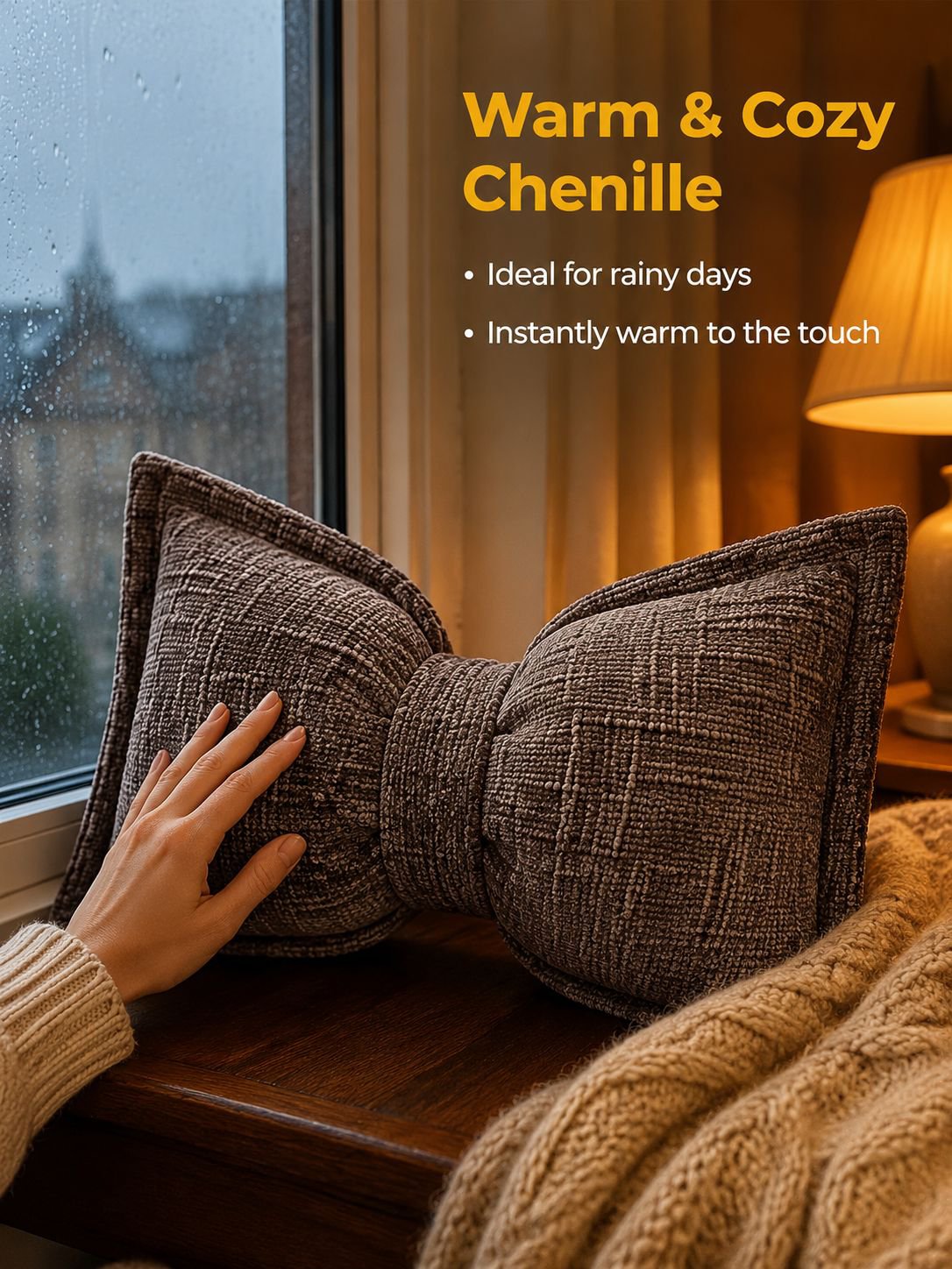 JMY-Chenille Bow Shaped Cushion