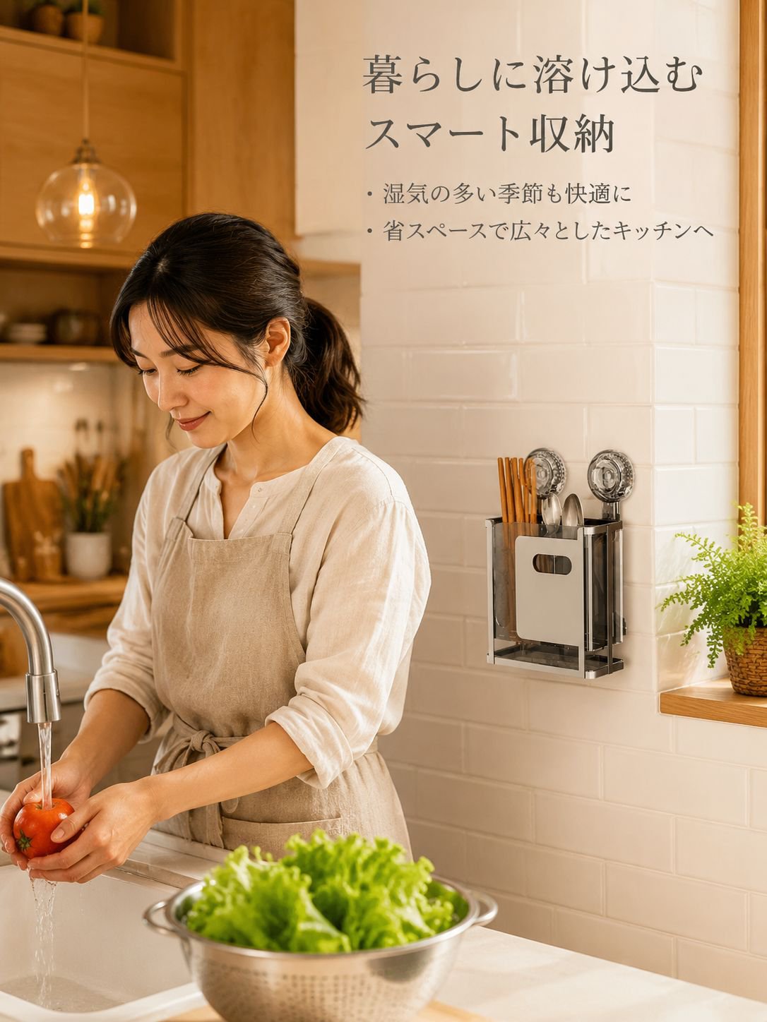 壁掛け式無穴箸かご