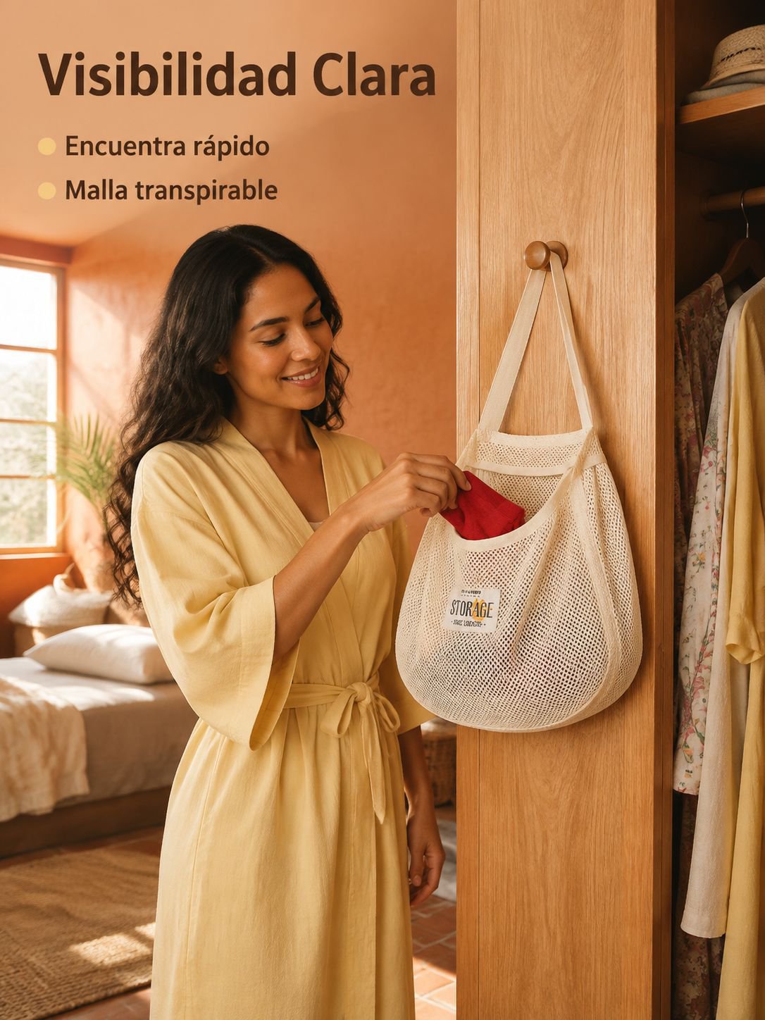 Bolsa colgante de almacenamiento para calcetines estilo japonés, organizador de ropa y ropa interior