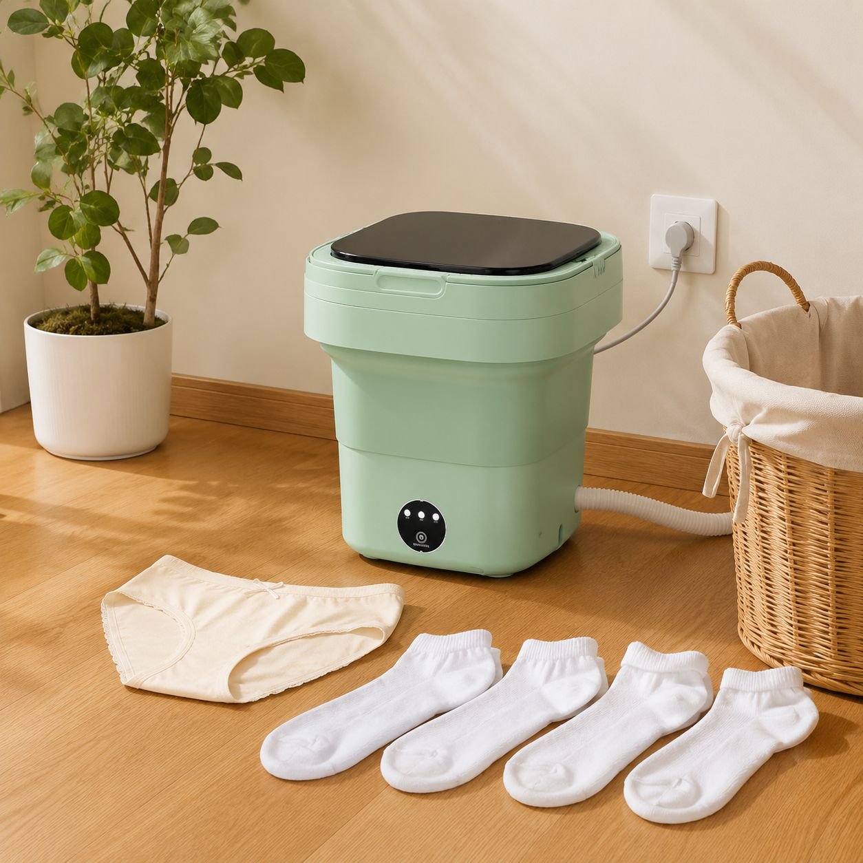 8L Mini Portable Folding Washing Machine with Integrated Wash and Dry