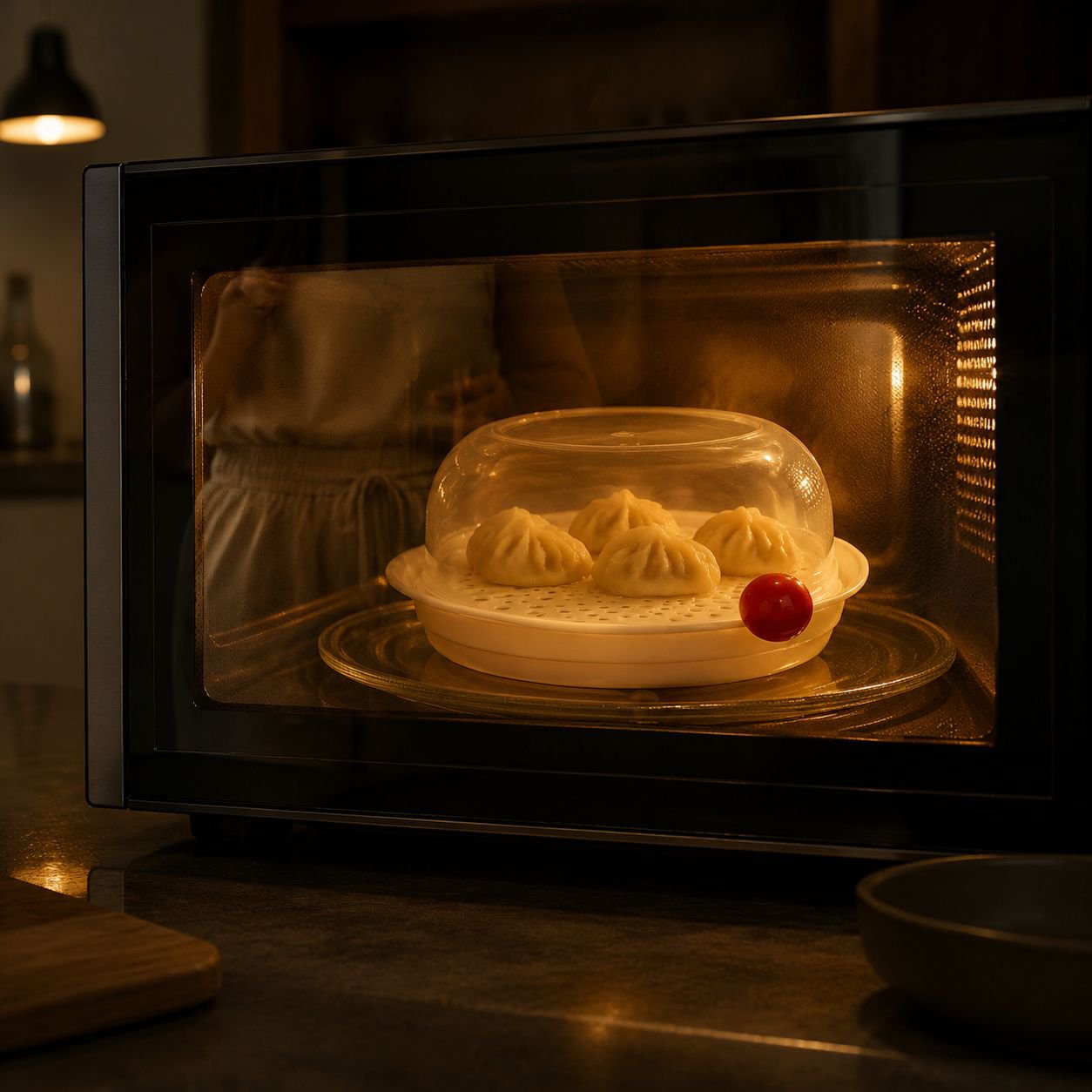Thickening Microwave Steamer Steamer Dopamine with a lid Transparent and visible Simple operation St