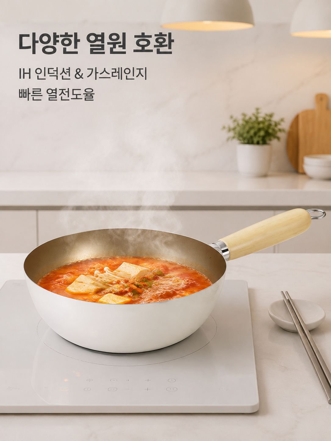 세라믹 코팅 화이트 프라이팬
