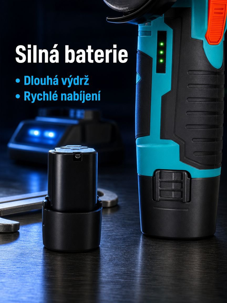 Domácí nabíjecí úhlová bruska s lithium-iontovou baterií