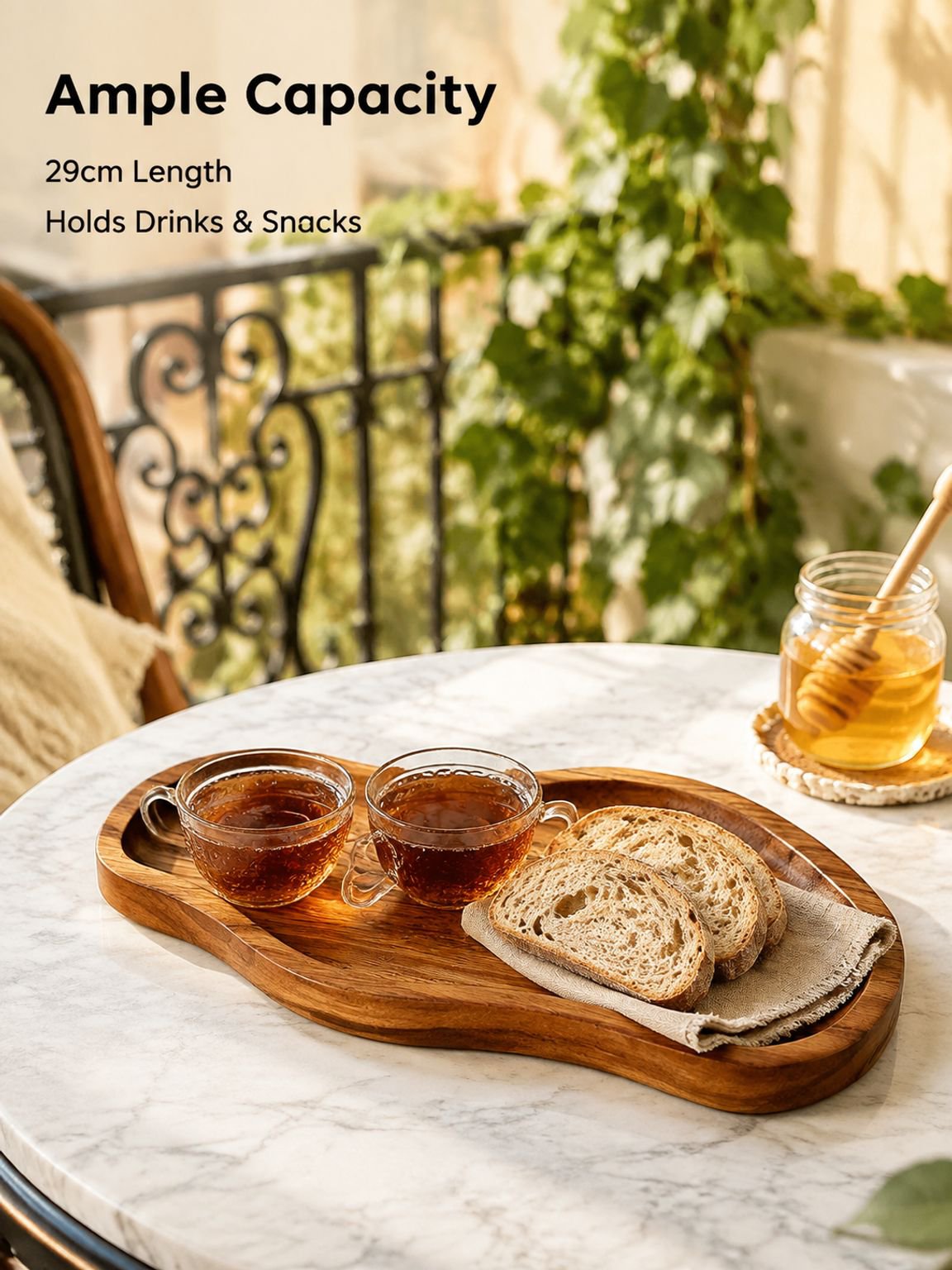 Acacia Wood Peanut-shaped Tray, Japanese Style Wooden Coffee & Tea Dessert Fruit Bread Tray