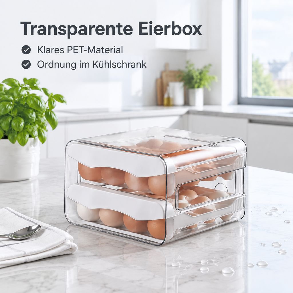Eier-Aufbewahrungsbox 32 Fächer Schublade Kühlschrank Eierbox