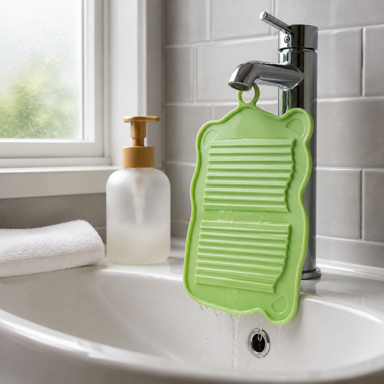 Multi-functional soft silicone washboard and foldable cutting board in kitchen use