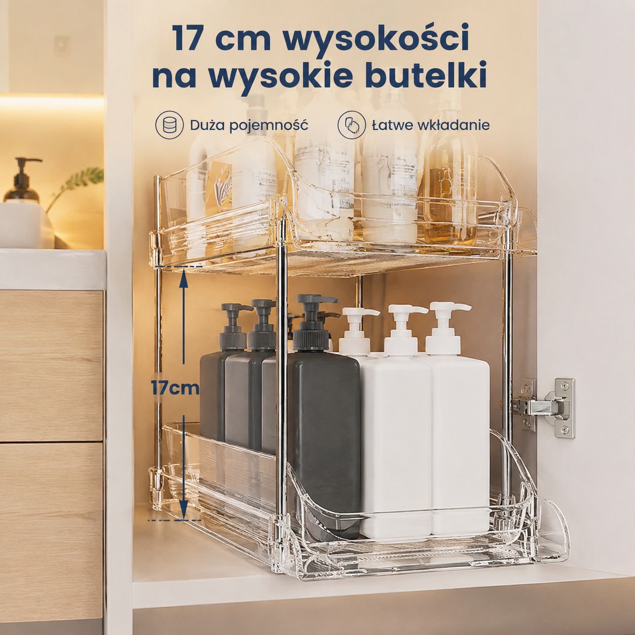 Dwupoziomowy uchwyt na kubki do szuflady na blat kuchenny