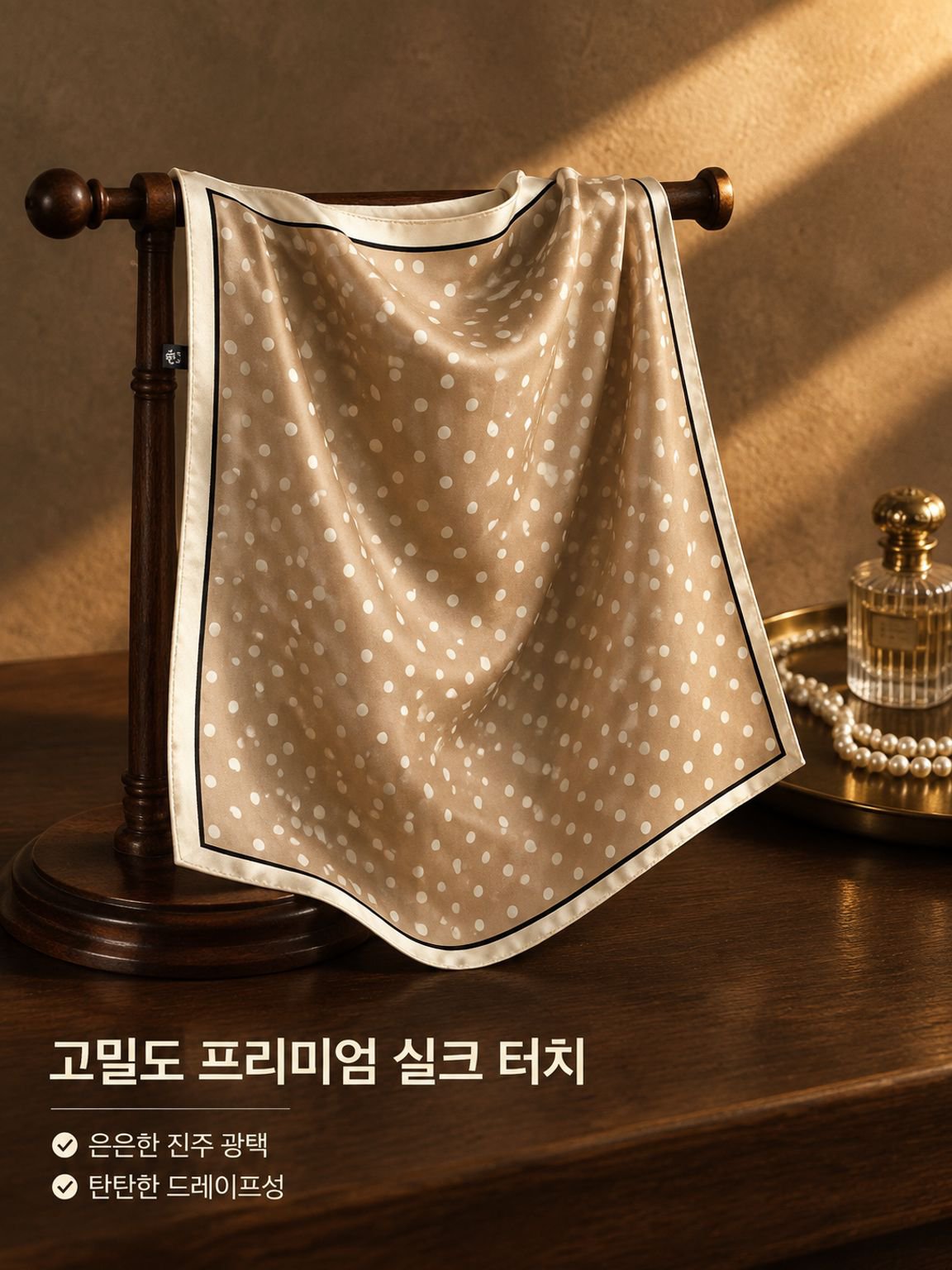 프렌치 도트 얇은 헤어밴드 스카프