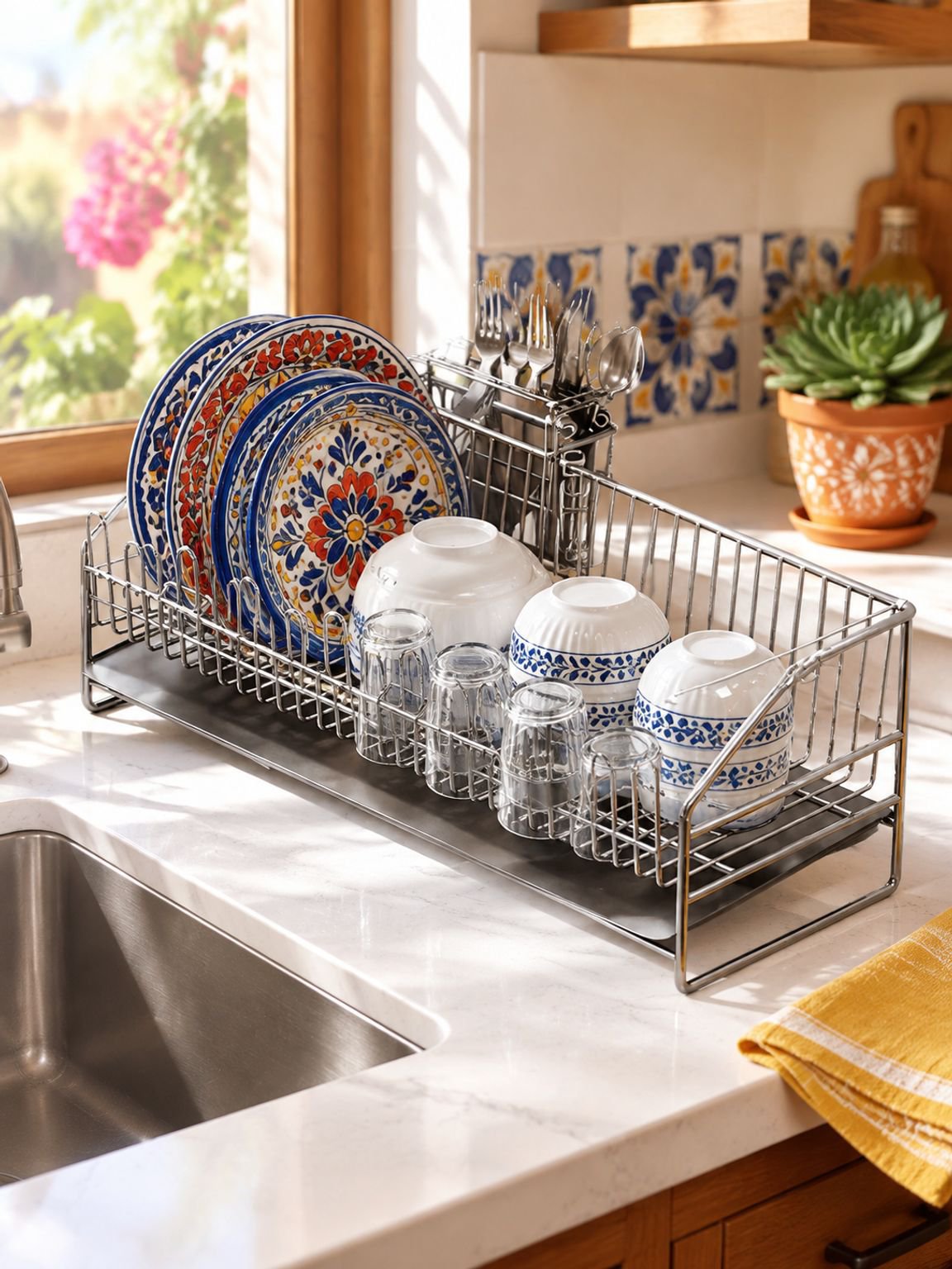 Escurridor y Organizador de Platos de Acero Inoxidable 304 Cocina