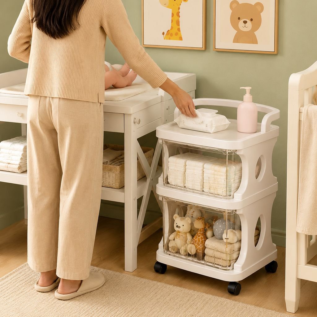 Durable and stylish baby supplies trolley rack