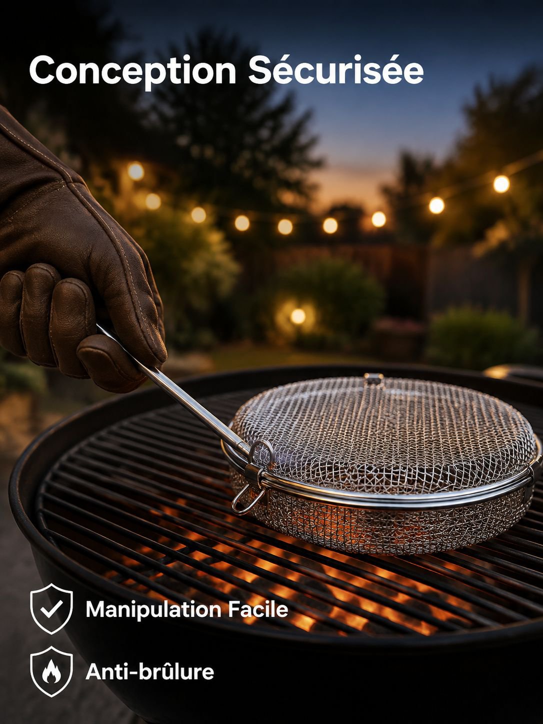 Grille de barbecue polyvalente en acier inoxydable 304, friteuse à air, panier à pop-corn pour four