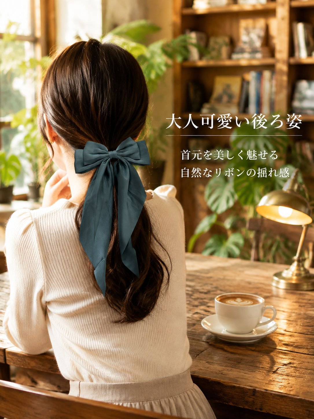 レディースリボンヘアアクセサリークリップ