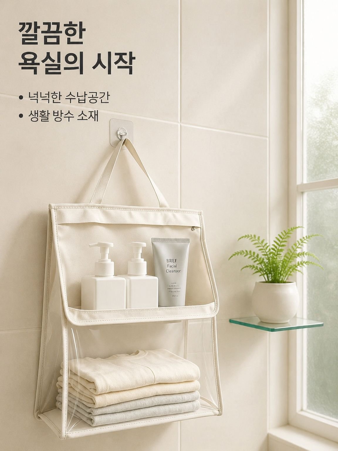 욕실 방수 걸이형 수납 주머니