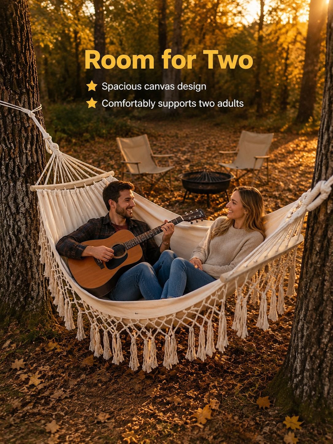 Comfortable adult hammock with sturdy canvas material