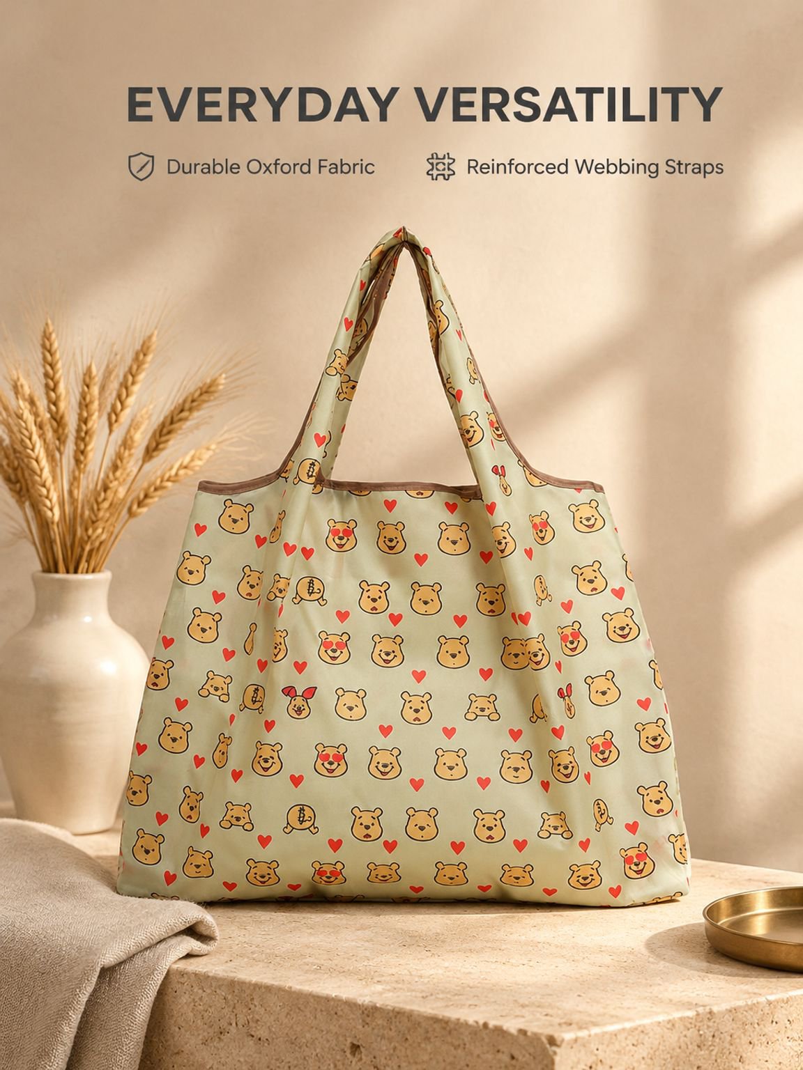 Large-Capacity Waterproof Shopping Bag, Portable Grocery Tote, Oxford Cloth Travel Organizer