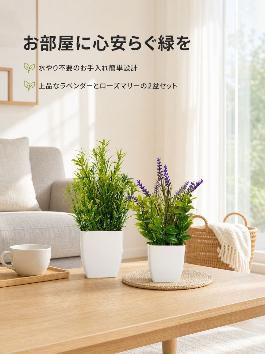 ラベンダーとローズマリーの鉢植え