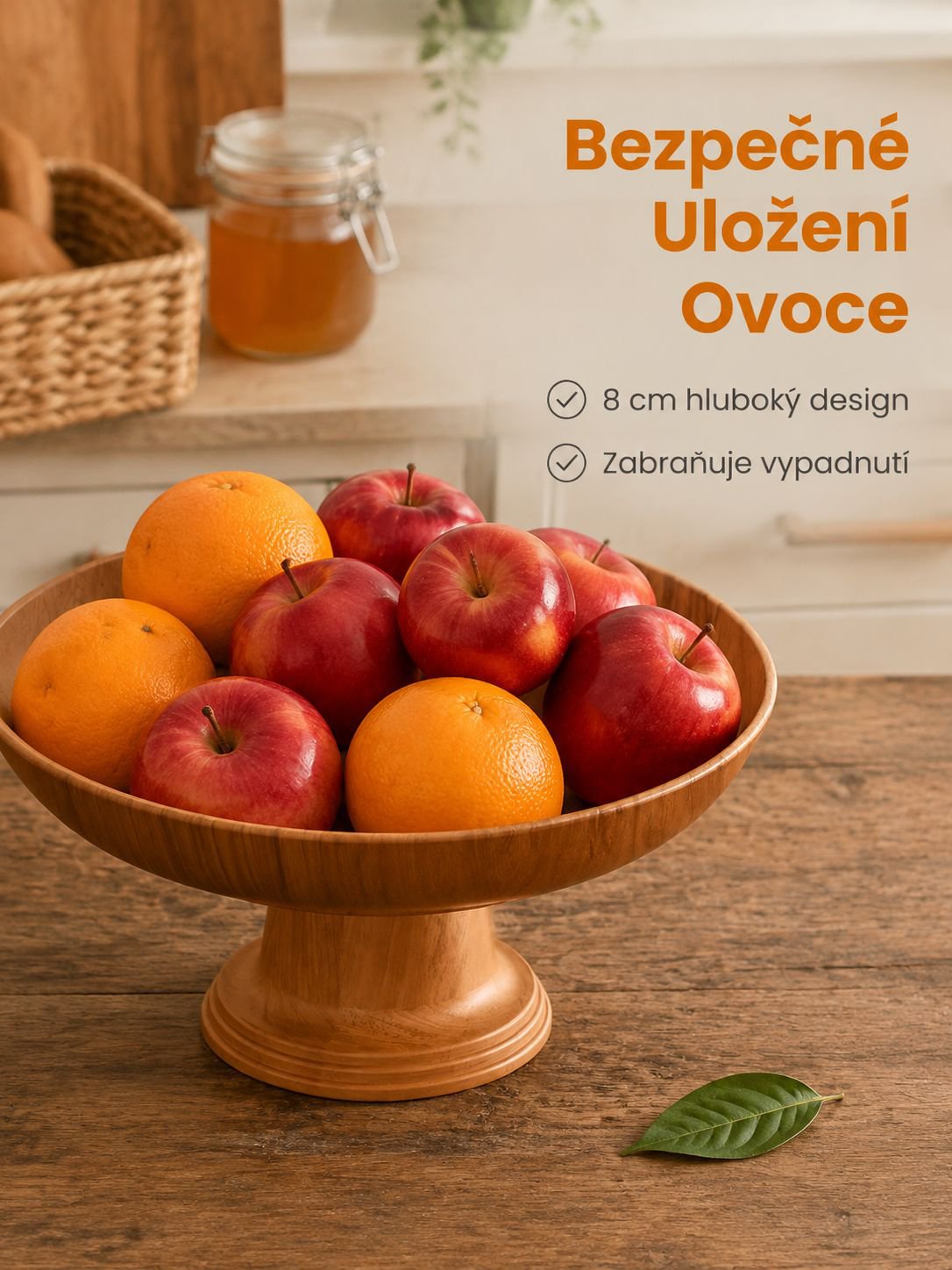 Vyvýšená mísa na ovoce s dřevěným vzorem