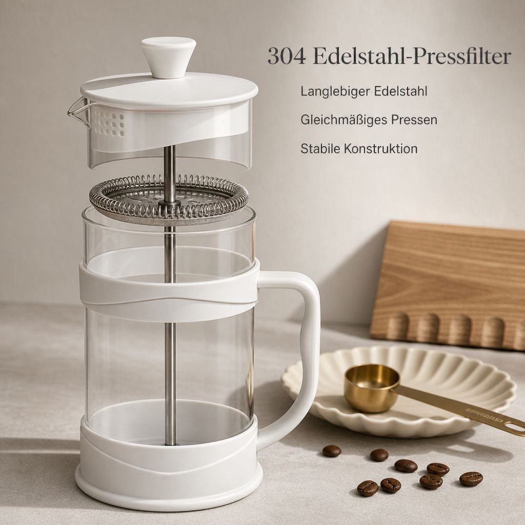 French Press Glas Kaffeebereiter Stempelkanne Manuell Kaffeepresse Teebereiter