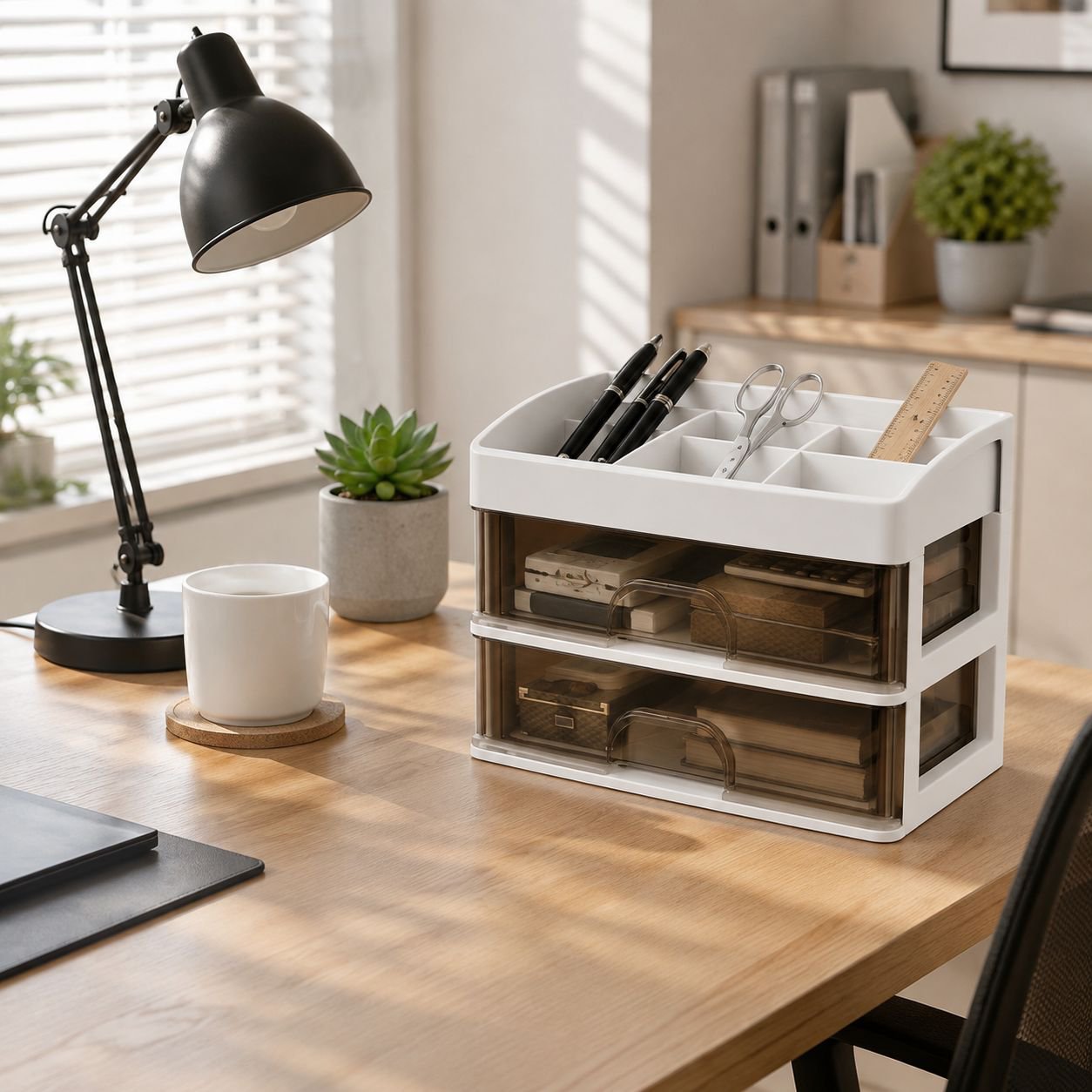 Schubladen-Typ Desktop-Aufbewahrungsbox Büro Schreibtisch Aufbewahrungsbox für Schreibwaren und Kosm