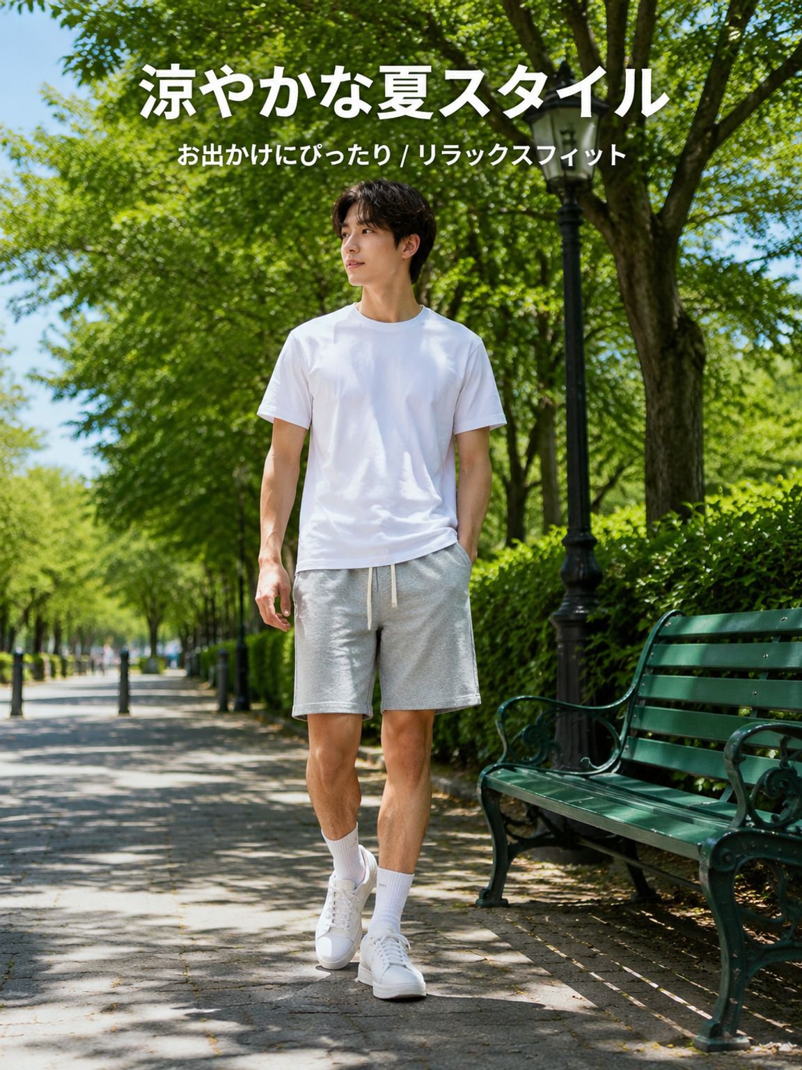 ソフトコットン風ウエストドローストリングワイドレッグカジュアルショートパンツ