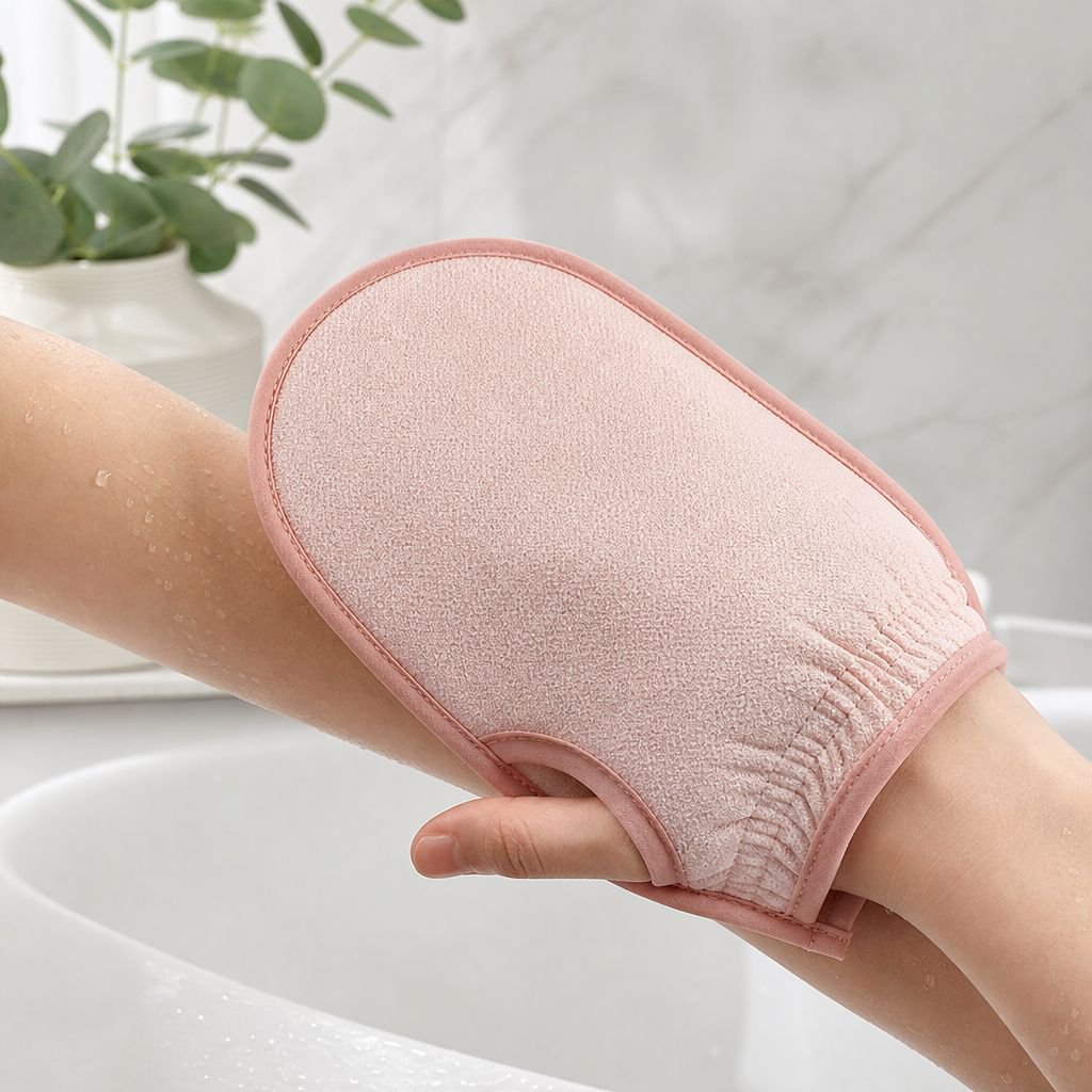 Bath glove and back towel set for shower