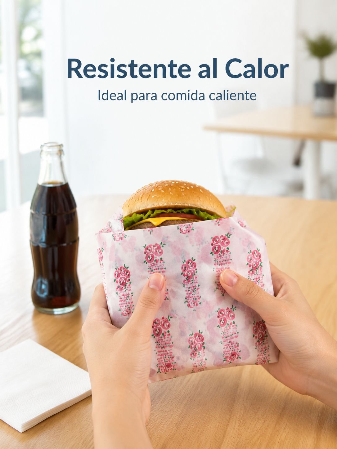 Papel antigrasa de grado alimenticio para envolver sándwiches y hamburguesas
