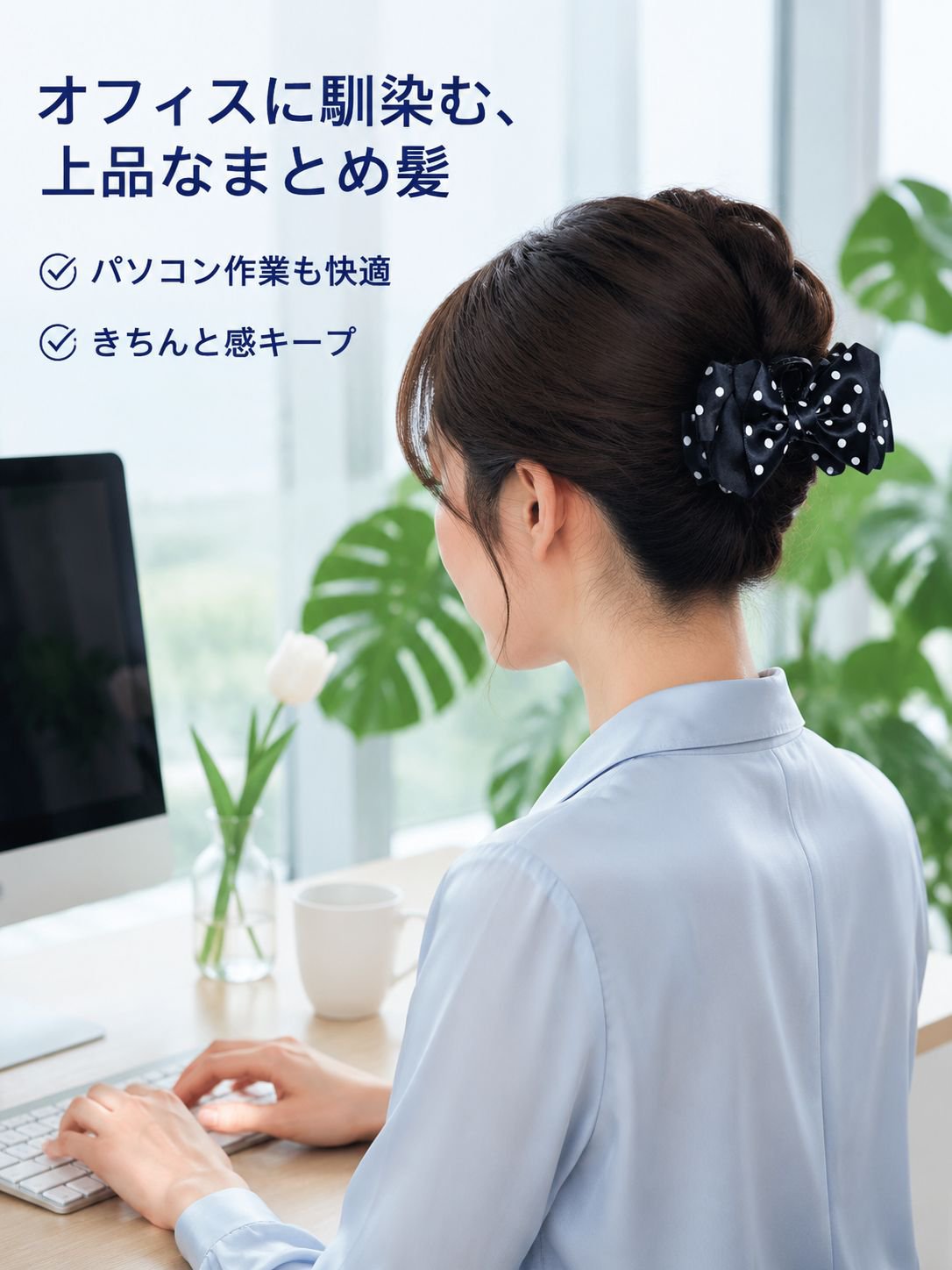 ドット柄リボンクリップ