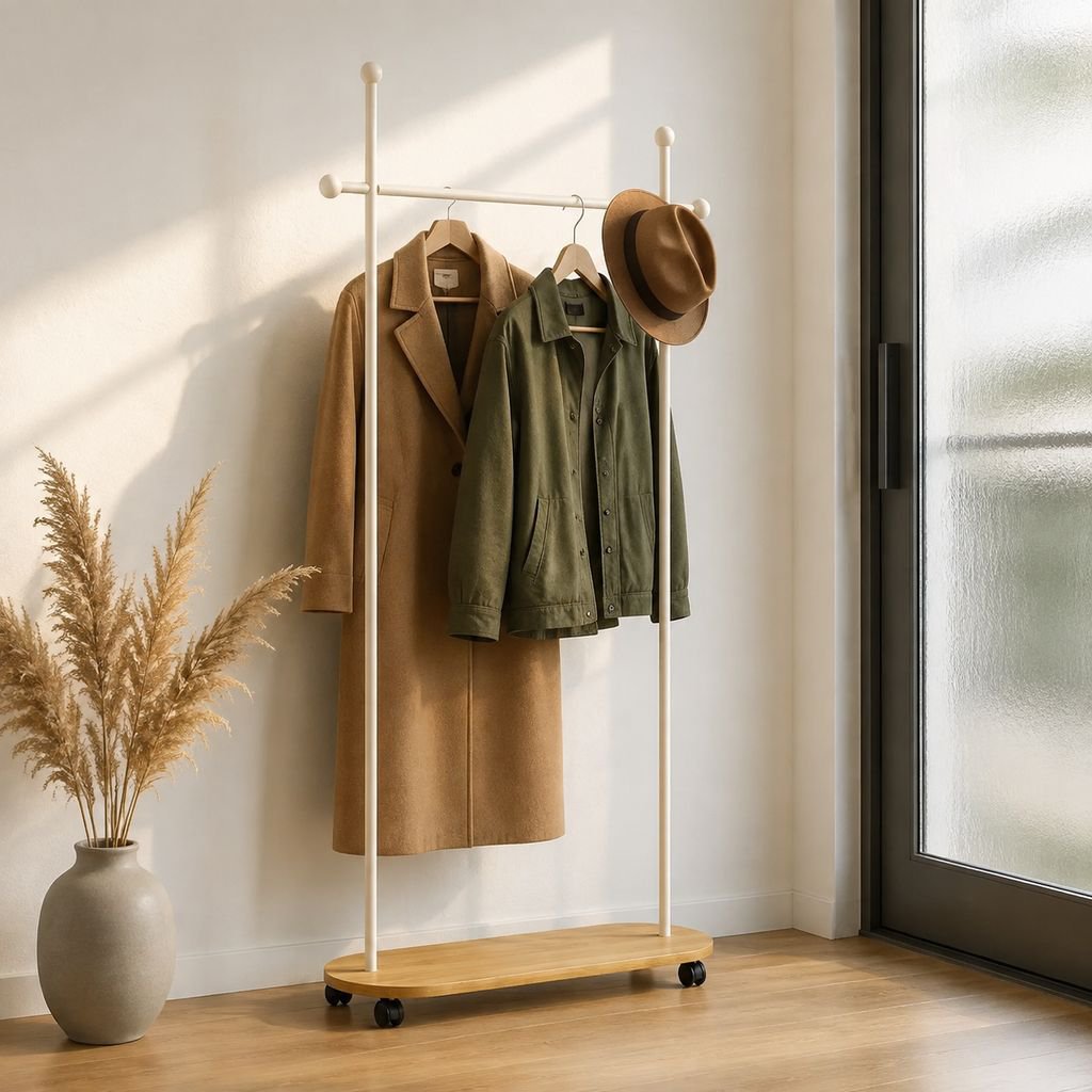 Freistehende Garderobe und Hutablage aus Metall