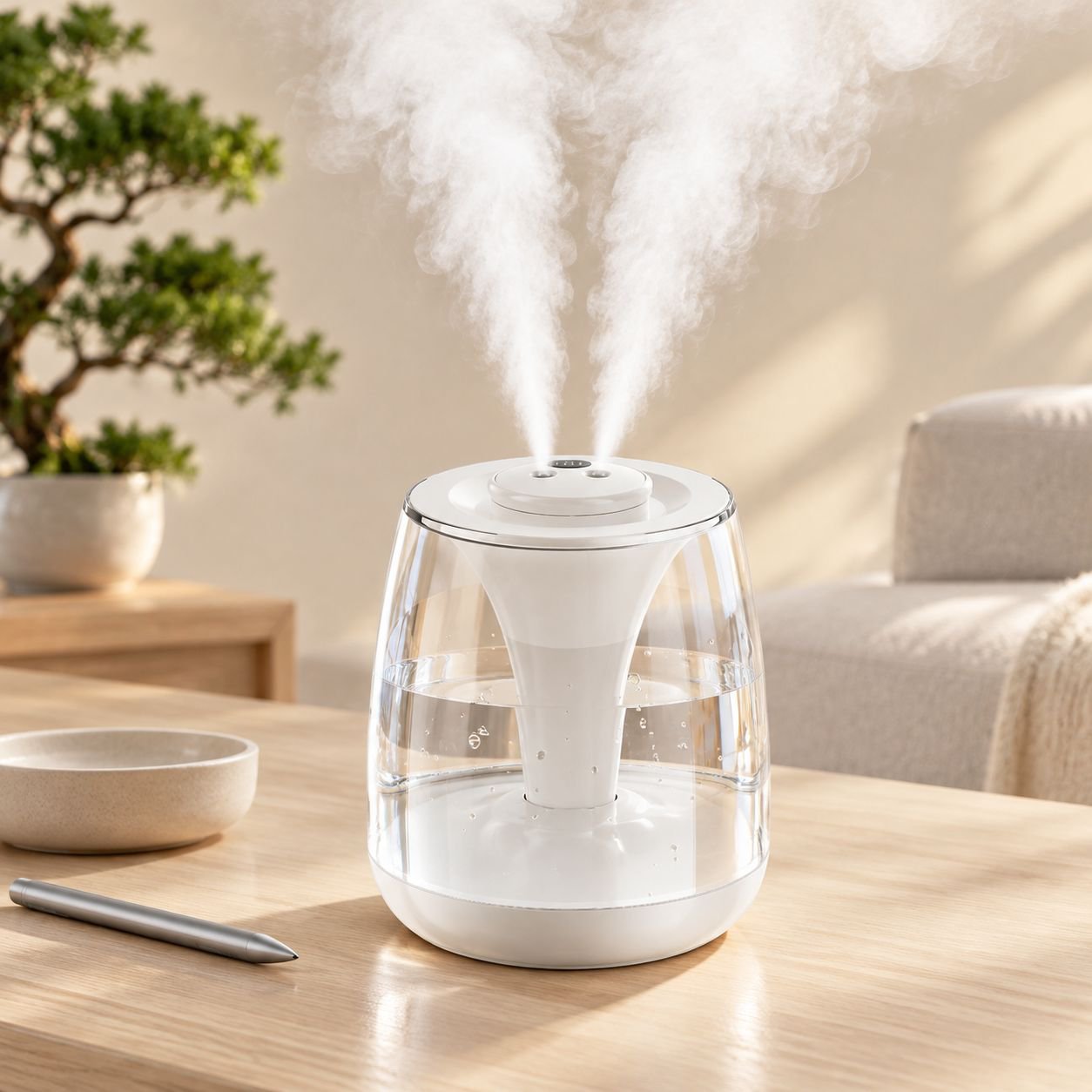 新型デュアルジェットミニ加湿器、屋内・家庭用ポータブルUSB加湿器、高ミスト出力。