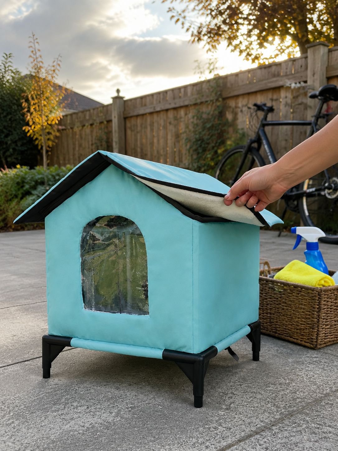 Buiten kattenhuis als beschutte schuilplek voor katten