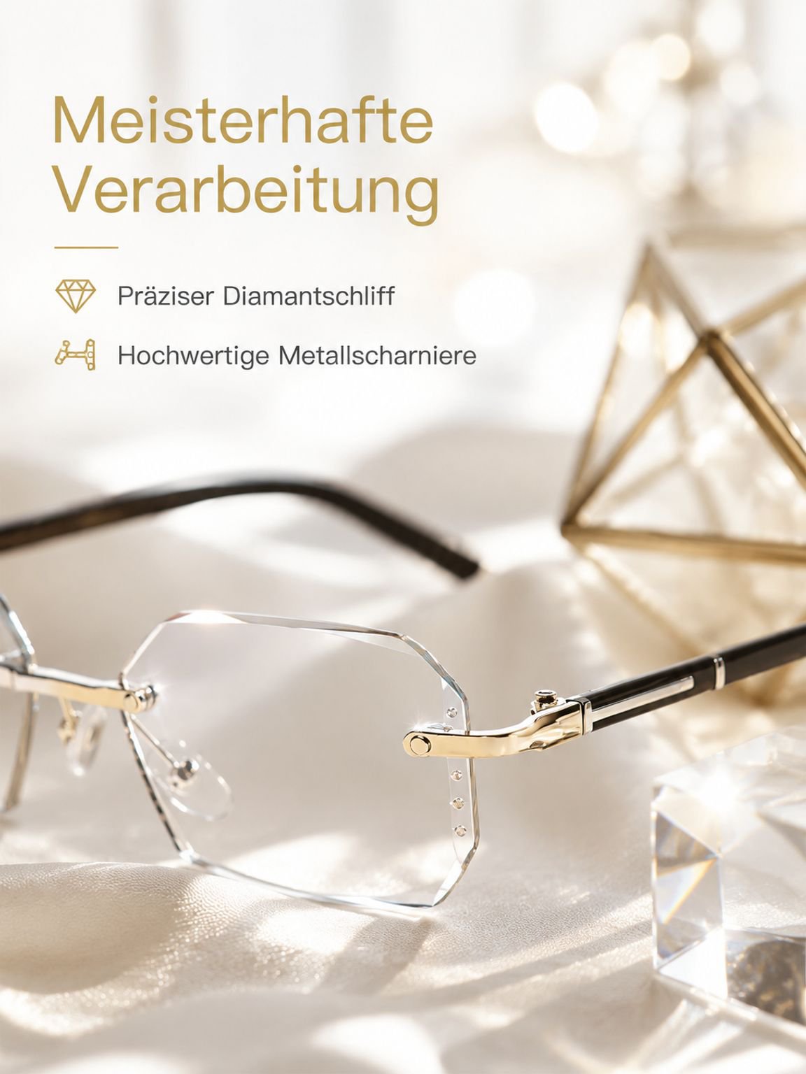 Randlose Blaulichtfilter Gleitsichtbrille mit photochromatischen Gläsern